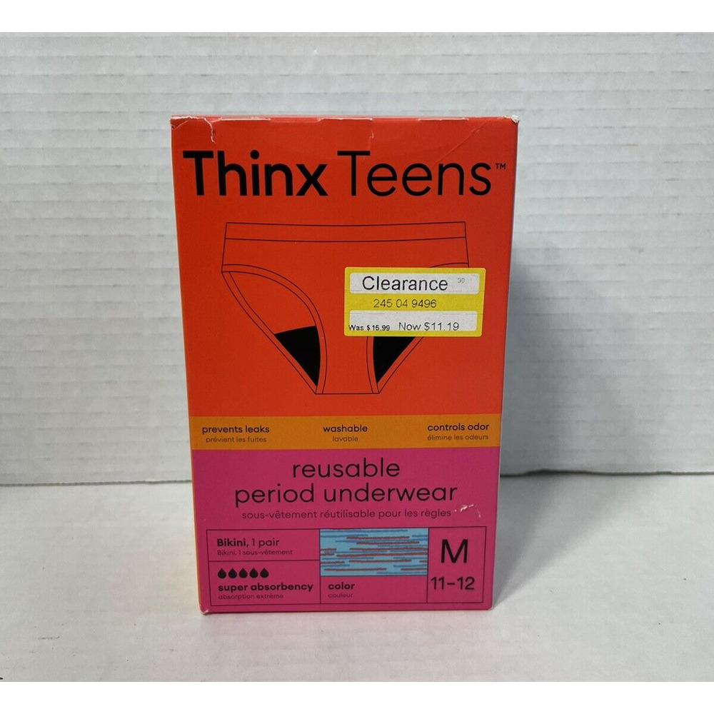 Thinx Teens Super Absorbency Cotton Bikini Period Underwear Medium 11-12
